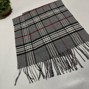 Classic Black Gray Red Plaid Tartan Fringe‎ Scarf Winter Holiday Snow Ski